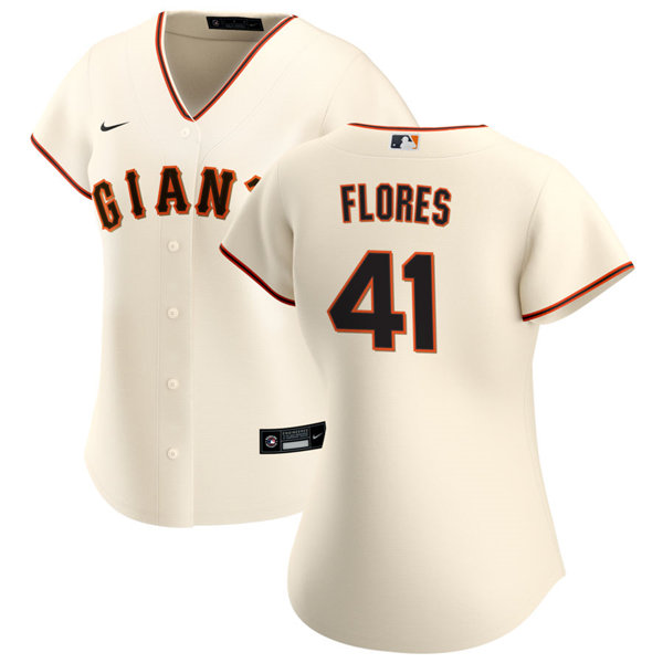 Womens San Francisco Giants #41 Wilmer Flores Nike Cream Home CoolBase Jersey