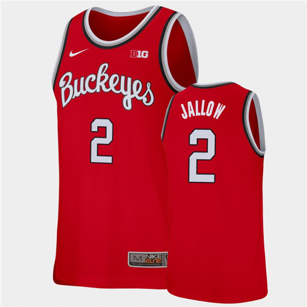 Mens Ohio State Buckeyes #2 Musa Jallow Nike 2020 Scarlet College Baketball Jersey