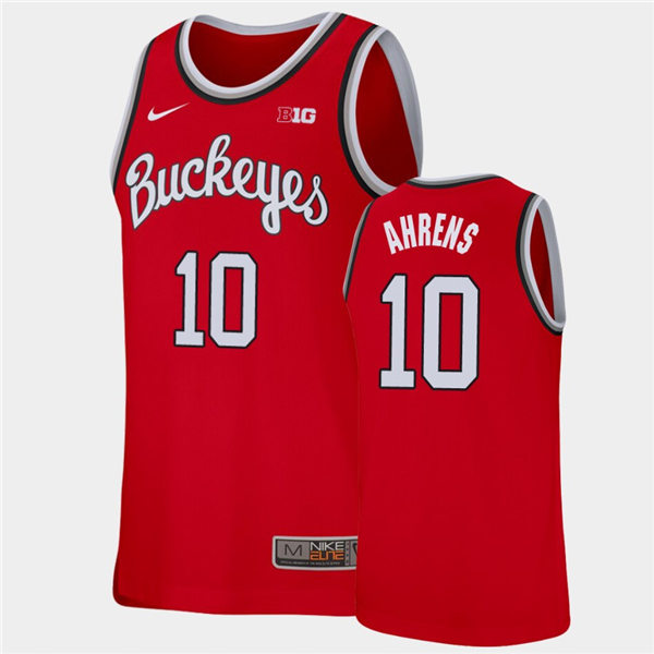 Mens Ohio State Buckeyes #10 Justin Ahrens Nike 2020 Scarlet College Baketball Jersey