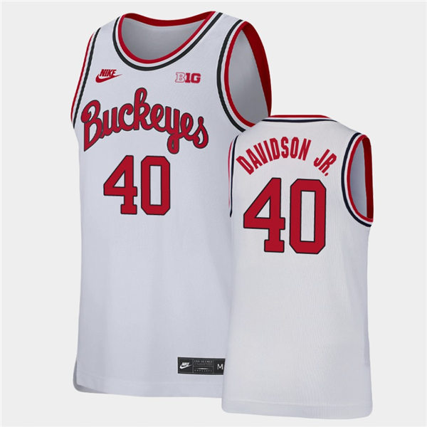 Mens Ohio State Buckeyes #40 Jansen Davidson Jr. Nike White Turning Back The Clocks 1980'S RETRO Basketball Jersey
