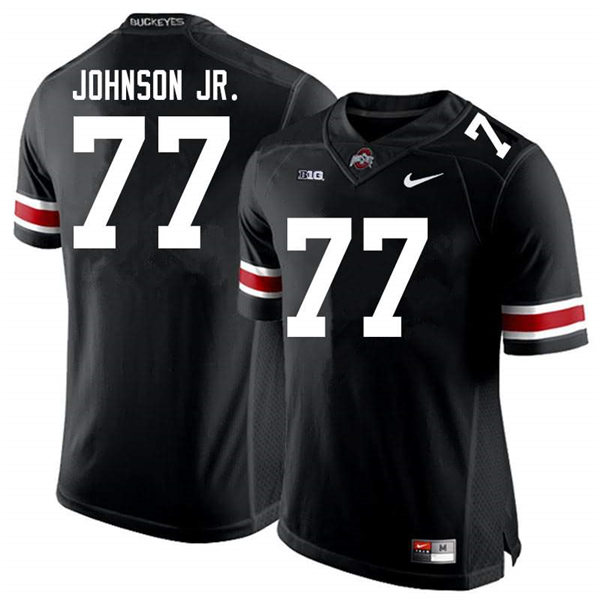 Mens Ohio State Buckeyes #77 Paris Johnson Jr. Nike Black White College Football Game Jersey
