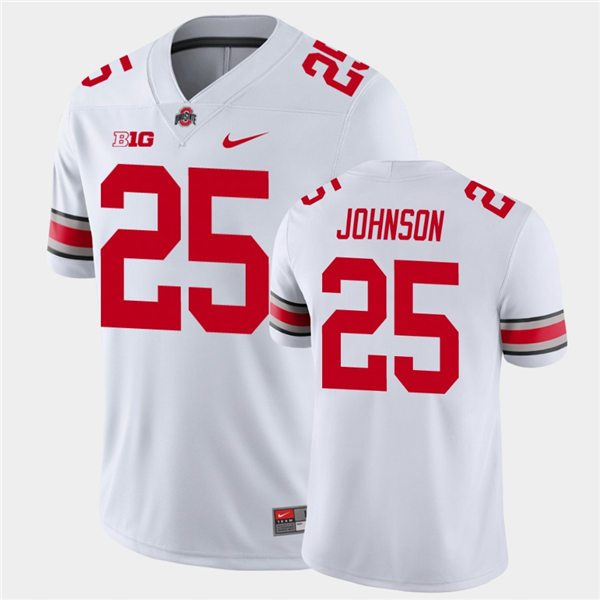 Mens Ohio State Buckeyes #25 Xavier Johnson Nike White College Football Game Jersey