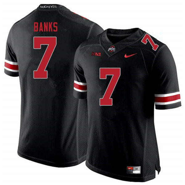Mens Ohio State Buckeyes #7 Sevyn Banks Nike Blackout College Football Game Jersey
