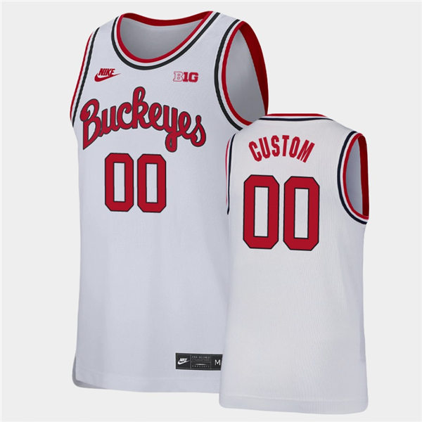 Youth Ohio State Buckeyes Custom Nike White 1980'S RETRO Basketball Jersey