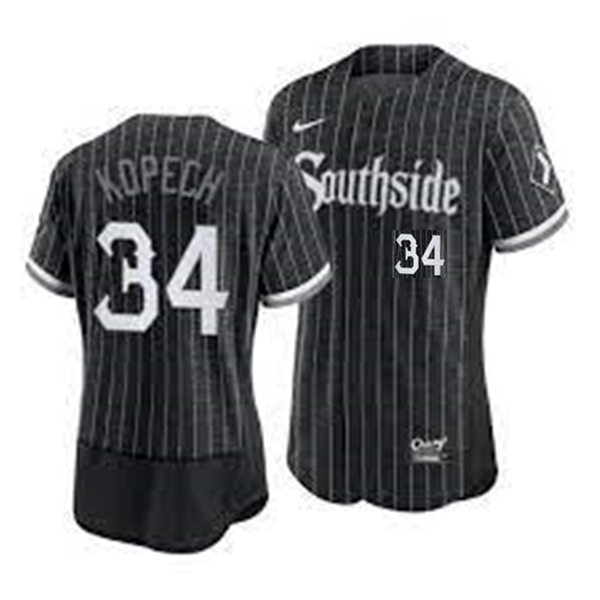 Mens Chicago White Sox #34 Michael Kopech Nike Black 2021 MLB FlexBase Chicago City Connect Jersey