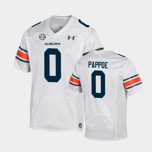 Mens Auburn Tigers #0 Owen Pappoe Under Armour White College Football Jersey