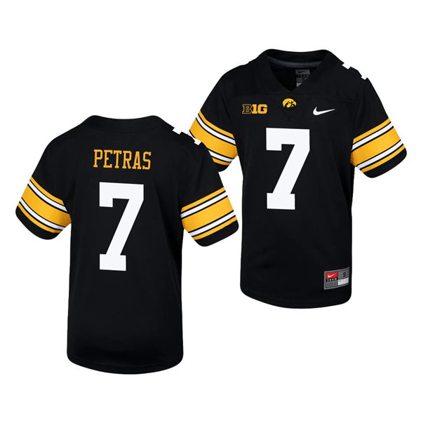 Youth Iowa Hawkeyes #7 Spencer Petras Nike Black College Football Game Jersey