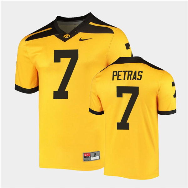 Mens Iowa Hawkeyes #7 Spencer Petras Nike Gold Alternate College Football Game Jersey