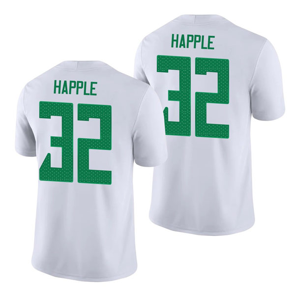 Mens Oregon Ducks #32 Jordan Happle Nike 2018 White College Football Game Jersey