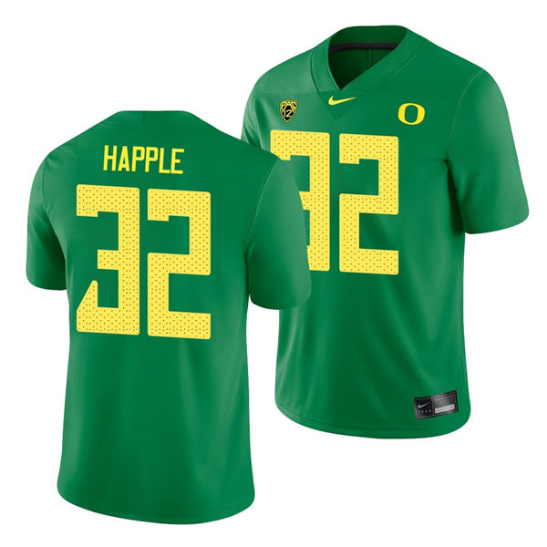 Mens Oregon Ducks #32 Jordan Happle Nike 2018 Green College Football Game Jersey