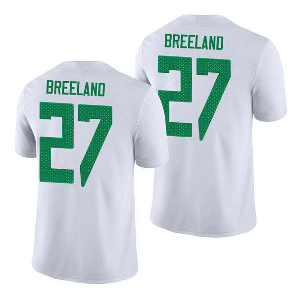 Mens Oregon Ducks #27 Jacob Breeland Nike 2018 White College Football Game Jersey