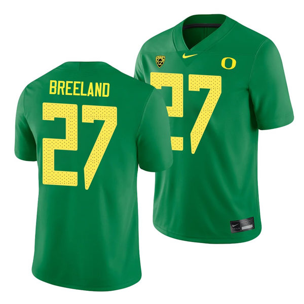 Mens Oregon Ducks #27 Jacob Breeland Nike 2018 Green College Football Game Jersey