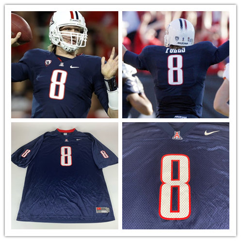Mens Arizona Wildcats #8 Nick Foles Nike 2012 Navy Retro Football Jersey