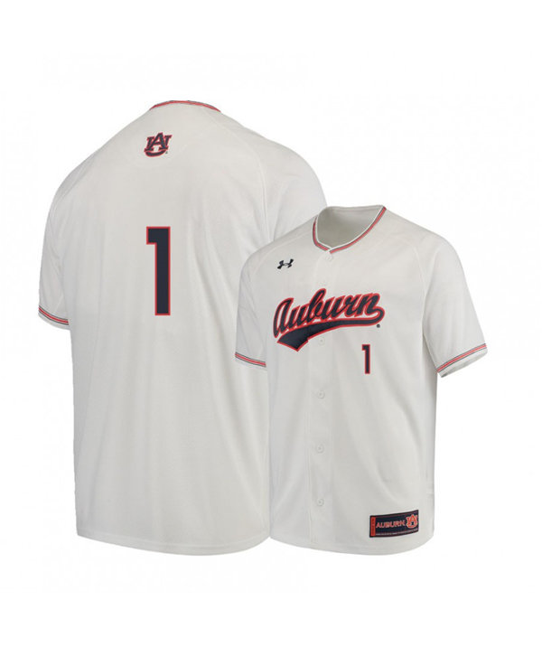 Mens Auburn Tigers #1 Judd Ward 2020 White Under Armour College Baseball Jersey