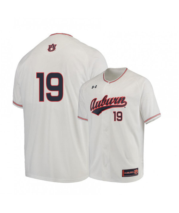 Mens Auburn Tigers #19 Brody Moore 2020 White Under Armour College Baseball Jersey