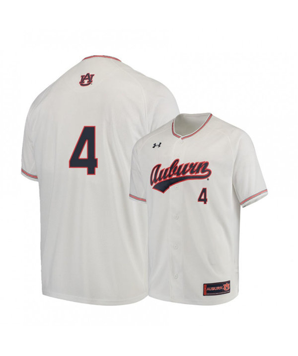 Mens Auburn Tigers #4 Rankin Woley 2020 White Under Armour College Baseball Jersey