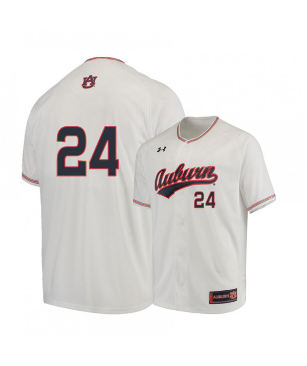Mens Auburn Tigers #24 CONOR DAVIS 2020 White Under Armour College Baseball Jersey