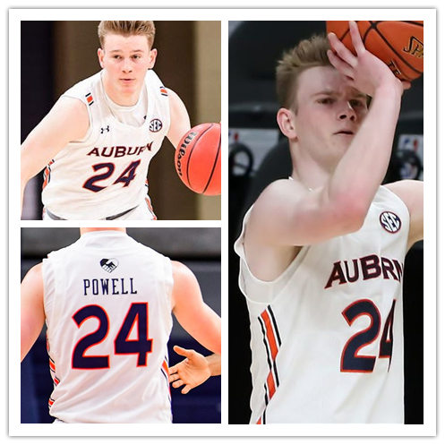Mens Auburn Tigers #24 Justin Powell Under Armour 2020 White College Basketball Game Jersey