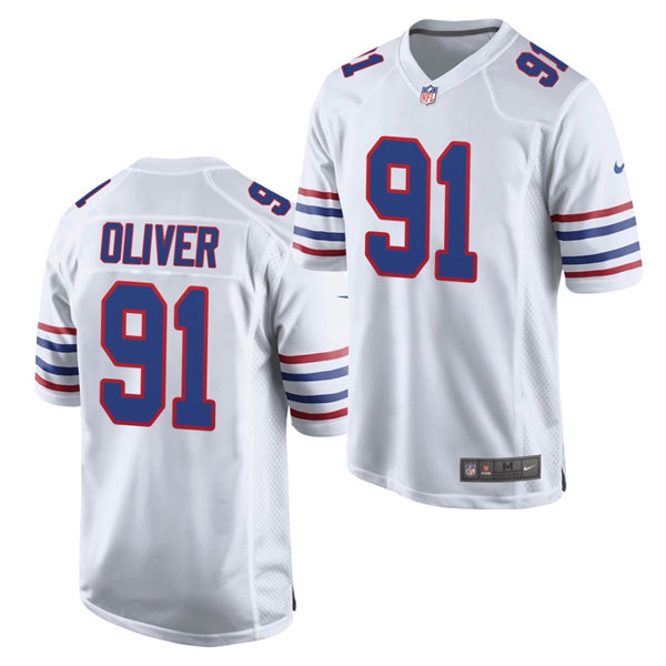 Mens Buffalo Bills #91 Ed Oliver Nike White Alternate Retro Vapor Limited Jersey