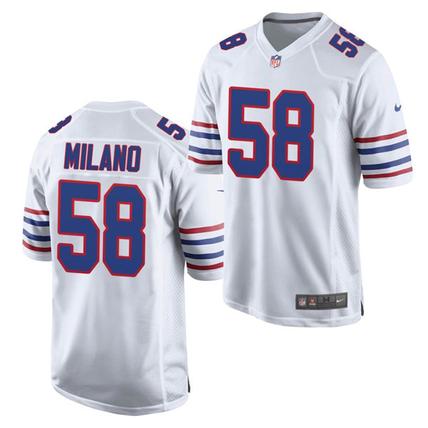 Mens Buffalo Bills #58 Matt Milano Nike White Alternate Retro Vapor Limited Jersey
