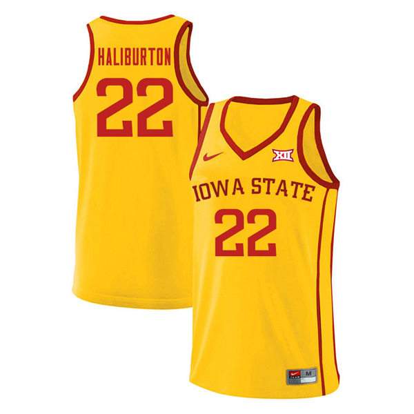 Mens Iowa State Cyclones #22 Tyrese Haliburton Nike 2020 Gold Iowa State College Basketball Jersey