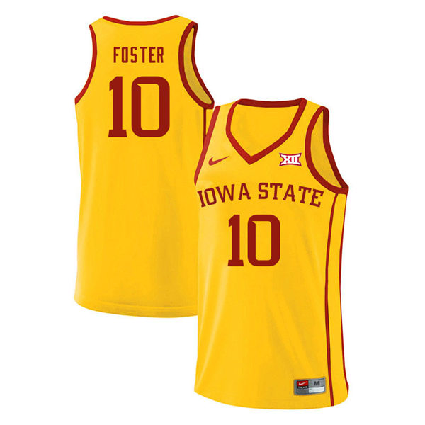 Mens Iowa State Cyclones #10 Xavier Foster Nike 2020 Gold Iowa State College Basketball Jersey