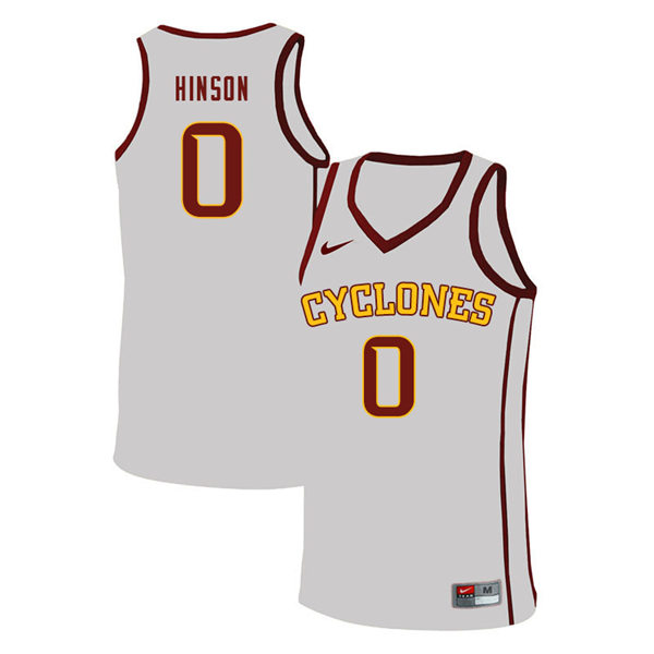 Mens Iowa State Cyclones #0 Blake Hinson Nike 2021 White Cyclones College Basketball Jersey