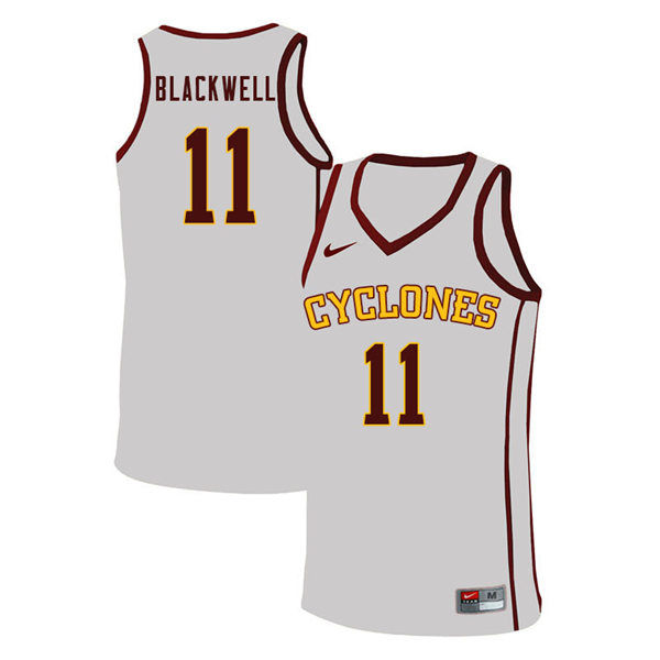 Mens Iowa State Cyclones #11 Dudley Blackwell Nike 2021 White Cyclones College Basketball Jersey