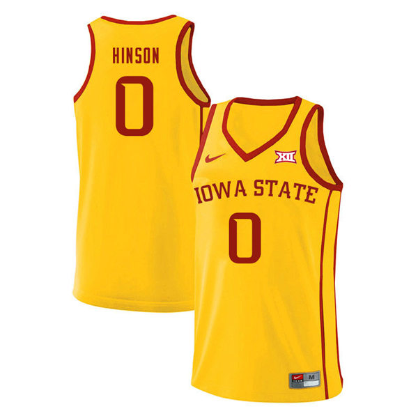 Mens Iowa State Cyclones #0 Blake Hinson Nike 2020 Gold Iowa State College Basketball Jersey