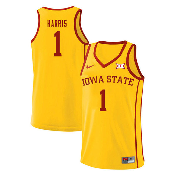 Mens Iowa State Cyclones #1 Tyler Harris Nike 2020 Gold Iowa State College Basketball Jersey