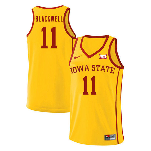 Mens Iowa State Cyclones #11 Dudley Blackwell Nike 2020 Gold Iowa State College Basketball Jersey