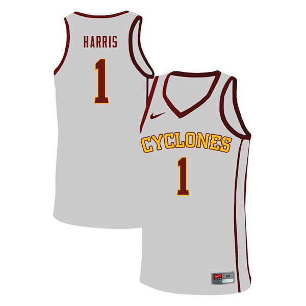Mens Iowa State Cyclones #1 Tyler Harris Nike 2021 White Cyclones College Basketball Jersey