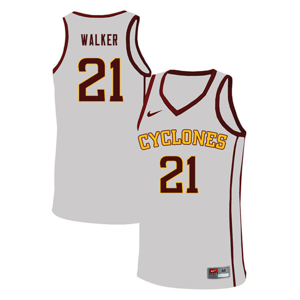 Mens Iowa State Cyclones #21 Jaden Walker Nike 2021 White Cyclones College Basketball Jersey
