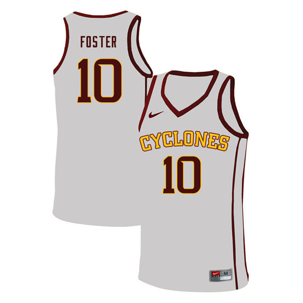 Mens Iowa State Cyclones #10 Xavier Foster Nike 2021 White Cyclones College Basketball Jersey