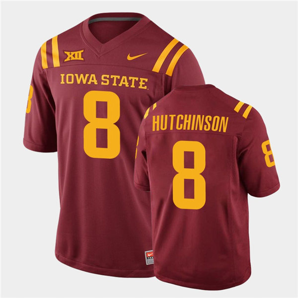 Mens Iowa State Cyclones #8 Xavier Hutchinson Nike Cardinal College Football Throwback Jersey