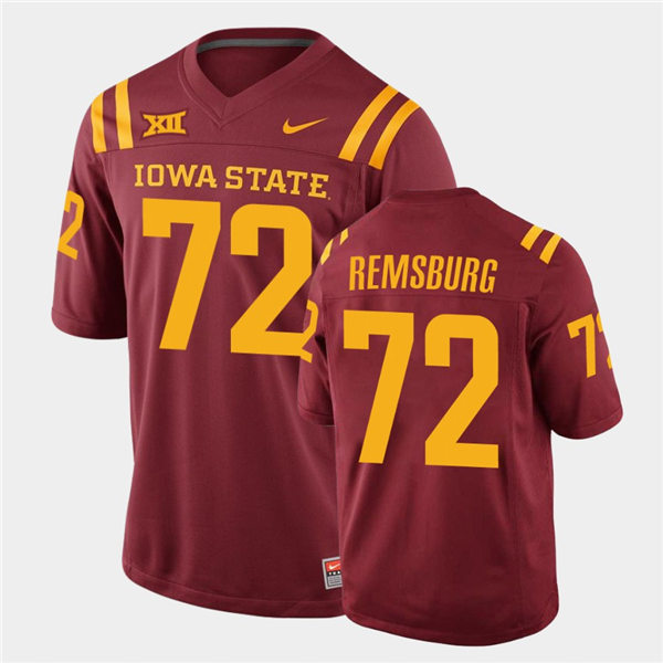 Mens Iowa State Cyclones #72 Jake Remsburg Nike Cardinal College Football Throwback Jersey