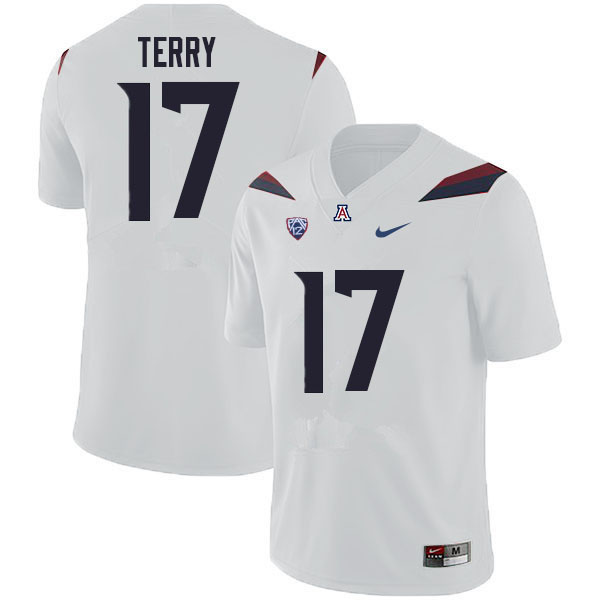 Mens Arizona Wildcats #17 Regen Terry Nike White College Football Game Jersey