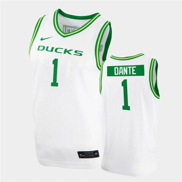 Mens Oregon Ducks #1 N'Faly Dante Nike 2020 White Green College Basketball Game Jersey
