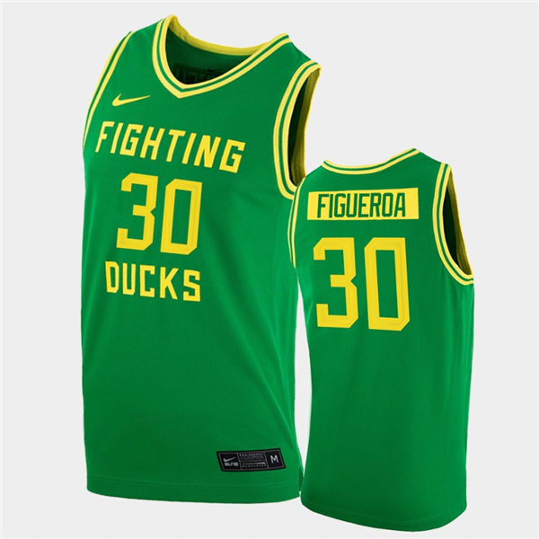 Mens Oregon Ducks #30 L.J. Figueroa Nike Green College Fighting Ducks Basketball Game Jersey