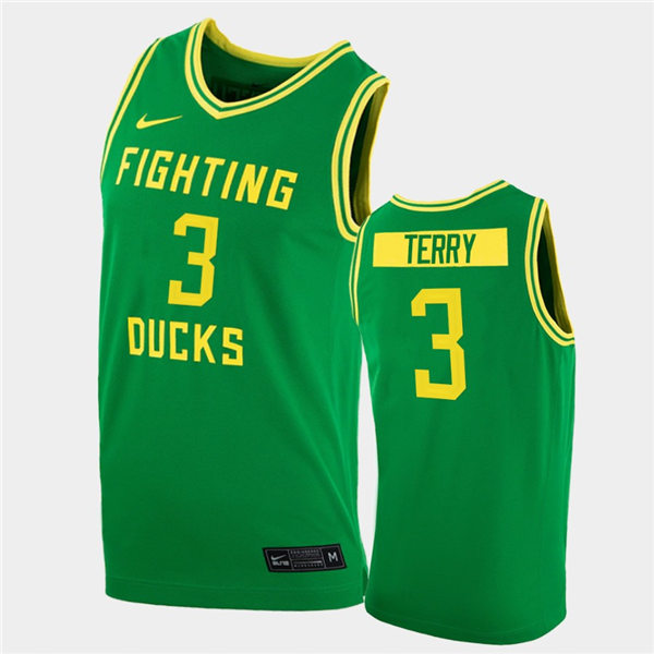 Mens Oregon Ducks #3 Jalen Terry Nike Green College Fighting Ducks Basketball Game Jersey
