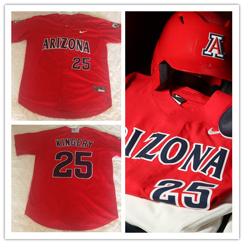 Mens Arizona Wildcats #25 Scott Kingery Nike Red College Baseball Game Jersey