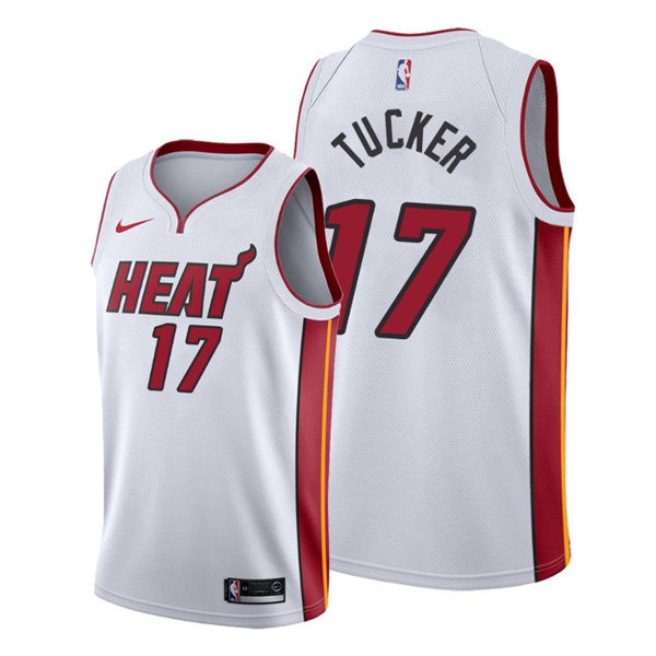 Mens Miami Heat #17 P.J. Tucker Nike White Association Edition Swingman Jersey