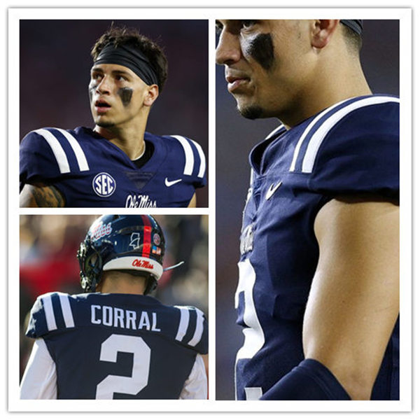 Mens Ole Miss Rebels #2 Matt Corral Nike Navy College Football Game Jersey