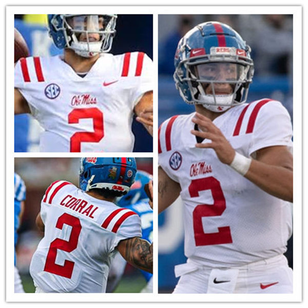 Mens Ole Miss Rebels #2 Matt Corral Nike White College Football Game Jersey