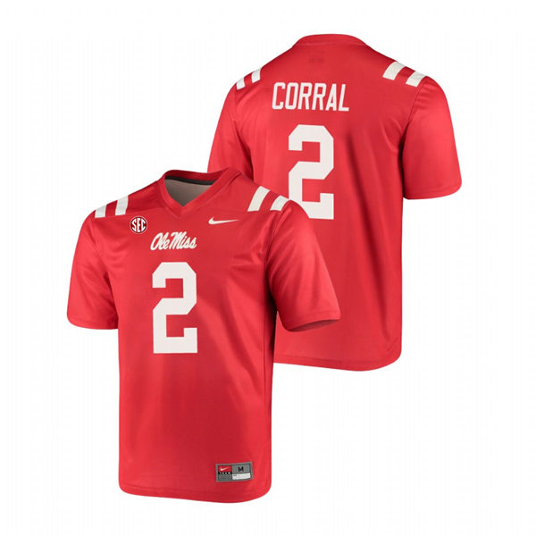 Youth Ole Miss Rebels #2 Matt Corral Nike Red College Football Game Jersey