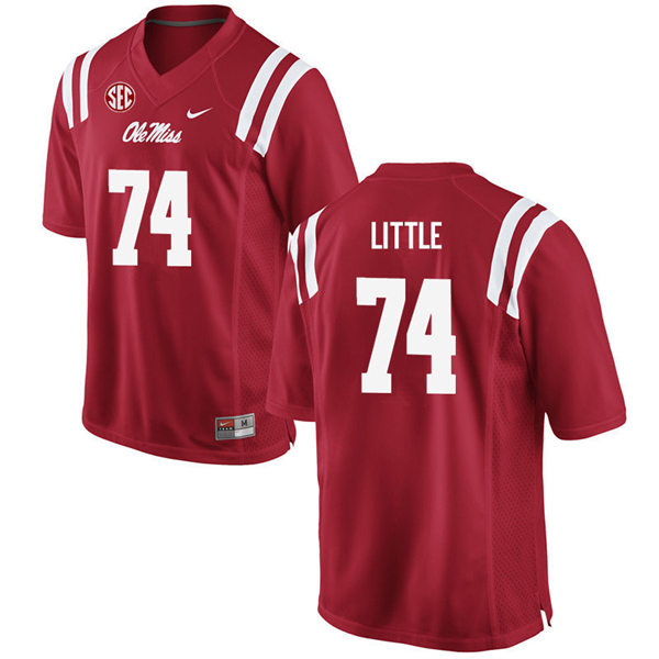 Mens Ole Miss Rebels #74 Greg Little Nike Red College Football Game Jersey