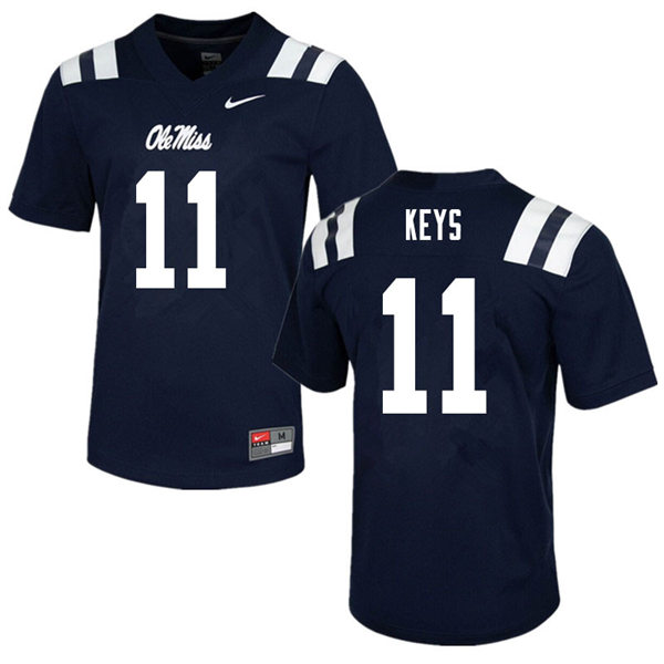 Mens Ole Miss Rebels #11 Austin Keys Nike Navy College Football Game Jersey
