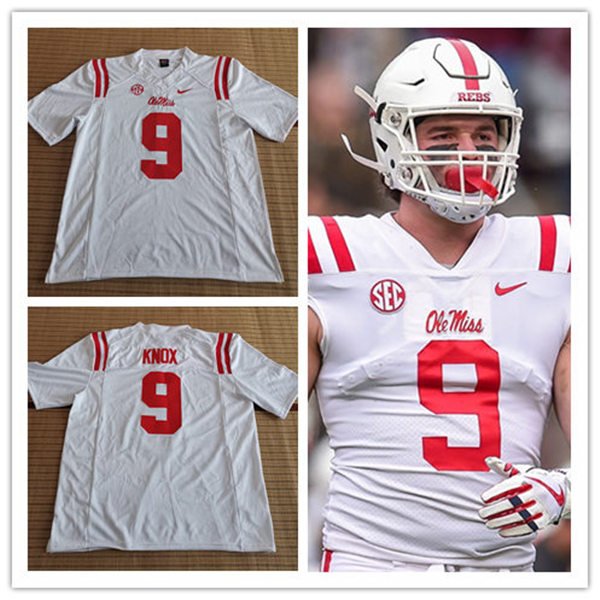 Mens Ole Miss Rebels #9 Dawson Knox Nike White College Football Game Jersey
