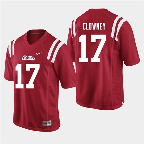Mens Ole Miss Rebels #17 Demon Clowney Nike Red College Football Game Jersey