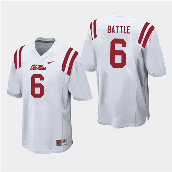 Mens Ole Miss Rebels #6 Miles Battle Nike White College Football Game Jersey